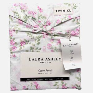 3pc Laura Ashley TWIN XL Sheet Set FAWNA Pink Rosebud Roses Floral Cottage Chic